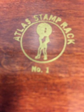 Vintage: Atlas Stamp Rack No.  1 - Two Tier Rubber Ink Stamp Holder On Wood Base 2
