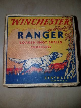 Vintage Winchester Ranger 16 Ga 2 9/16” Shotgun Shells Empty Ammo Box
