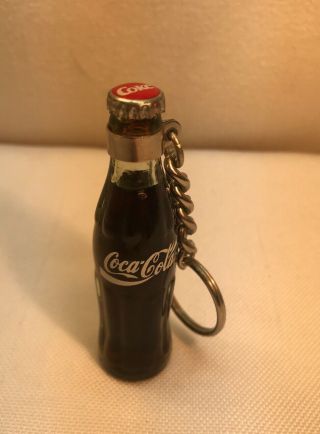 Vtg 80 - 90’s? Glass Bottle Coca - Cola Red Coke Cap Miniature 3 1/4” Keychain