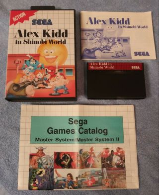 Sega Alex Kidd In Shinobi World Sega Master System Complete Video Game 1990 Vtg