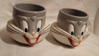 Warner Brothers Vintage 1992 Looney Tunes Bugs Bunny Coffee Mugs 3 - D Cup 12 Oz