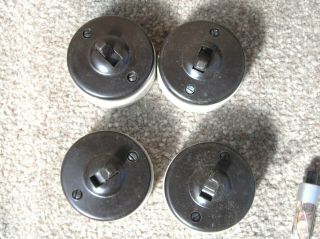 50 Vintage Light Switches Brown Bakelite And Ceramic 2 Inch