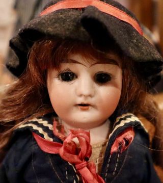 Antique 12 " C1890 German Bisque Doll Am Alma W/original Outfit & Human Hair Wig