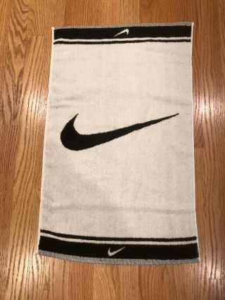 Vintage 90s Nike Swoosh Logo Sport Towel 100 Cotton Black/white 26x16” Gym Vtg