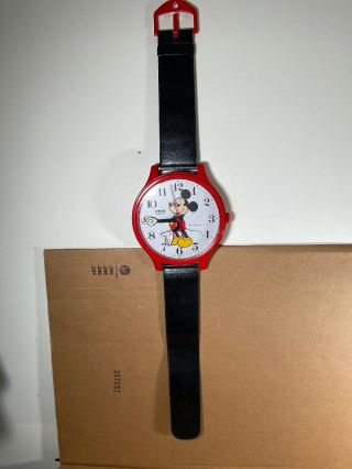 Vintage Mickey Mouse Lorus Wall Clock Belt Hangs Walt Disney 7”