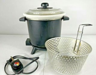 Vintage Dazey Multi - Use Crockpot,  Deep Fryer,  Steamer,  Cooker Immersible