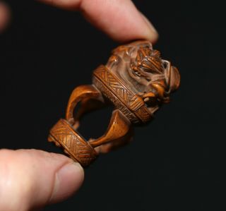 Antique Japanese Carved Boxwood Netsuke Of Shoki,  The Demon Hunter,  Meiji,  Rare.