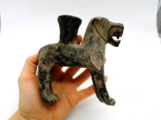 Greek Hellenistic Ca.  500bc Bronze Ritual Vessel Shaped Like Beast - R 953