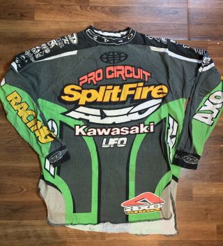Neon Vintage Axo Splitfire Pro Circuit Kawasaki Ufo Tshirt Xl Motocross Racing