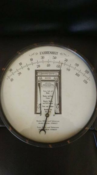 Antique Brockway Smith Corp.  Boston Advertising 9 " Thermometer
