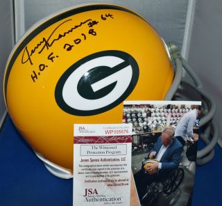 Jerry Kramer Signed Custom Face Mask F/s Rep Helmet Green Bay Packers Hof 18 Jsa