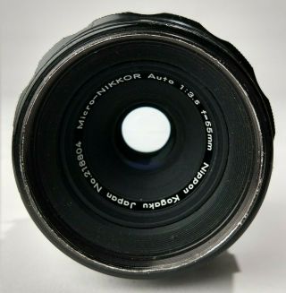 Vintage Nikon Nippon Kogaku Micro - Nikkor 55mm 3.  5 1:1 Close - up Macro Lens 2