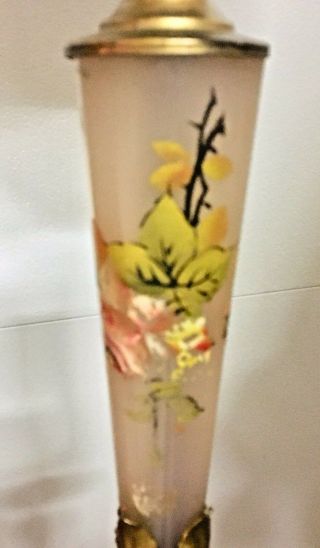 Antique C1920 Art Deco Houze Pink Akro Agate Floor Lamp Hand Painted Glass Font