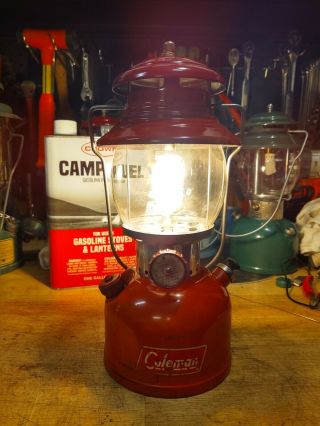 1955 Red Coleman 200a Single Burner White Gas Lantern