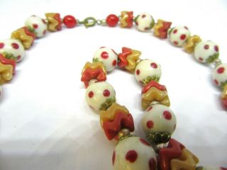 Vintage Red & WHITE Beads Necklace Art Deco 16.  inches 2