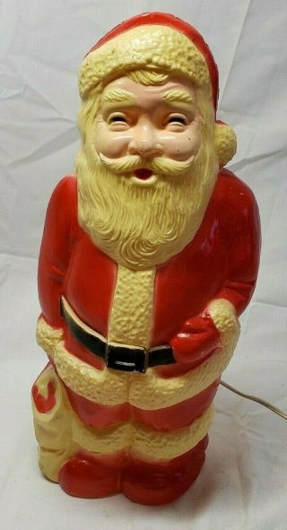 Vintage 13.  5 Inch Tall Union Products Lighted Blow Mold Plastic Santa Claus