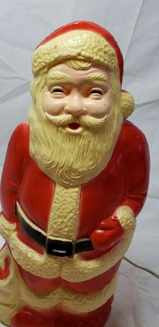 Vintage 13.  5 Inch Tall Union Products Lighted Blow Mold Plastic Santa Claus 3