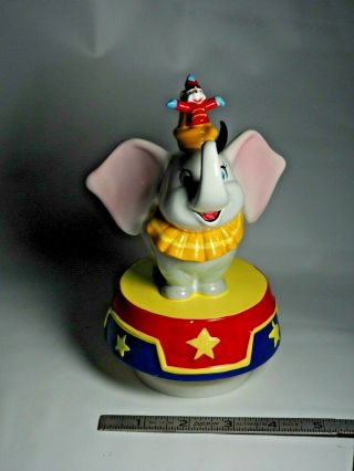 Vintage Schmid Walt Disney Dumbo Circus Elephant Spinning Hand Painted Music Box