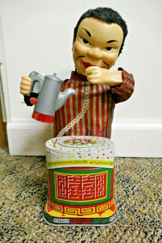 Vintage Tin Toy.  China Man Drinking Tea Battery Operated Not