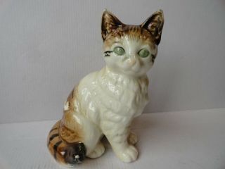 Vintage Lefton Gray Cat Kitten 6 1/2 " Porcelain Figurine Made In Japan