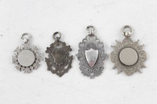 4 X True Vintage.  925 Sterling Silver Fobs Inc.  Antique,  Blank (44g)