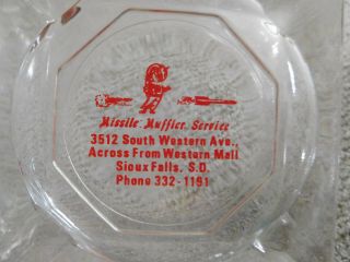 Vintage Missile Muffler Service Glass Ashtray Sioux Falls South Dakota
