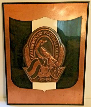 Vintage Collingwood Football Club 100 Years 1892 - 1992 Wall Plaque