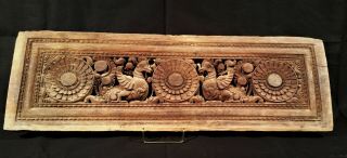 Antique Hand Carved Wood Door Lintel From India - Wm0123