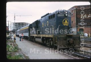 Slide B&o Baltimore & Ohio Torpedo Tube Gp7 6699 W/psgr Train In 1973