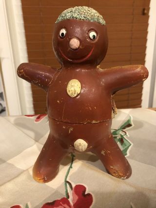 Antique Christmas German Candy Container Paper Mache Gingerbread Double Sided