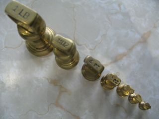 FULL SET OF SEVEN/7 VINTAGE SOLID BRASS IMPERIAL BELL WEIGHTS FOR SCALES RETRO 2