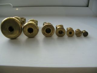 FULL SET OF SEVEN/7 VINTAGE SOLID BRASS IMPERIAL BELL WEIGHTS FOR SCALES RETRO 3