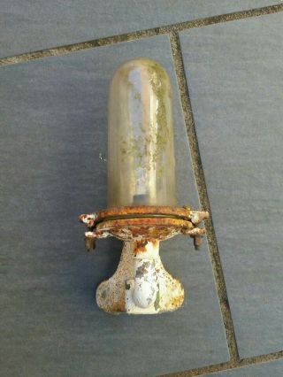 Old Antique Vintage Light Fitting.  Metal And Glass.  Corner Fitting.  Salvage