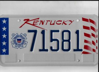 Kentucky License Plate " 71581 " United States Coast Guard