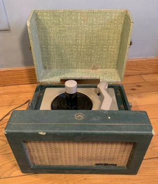 Vintage Rca Victor Portable Record Player Suitcase His Masters Voice