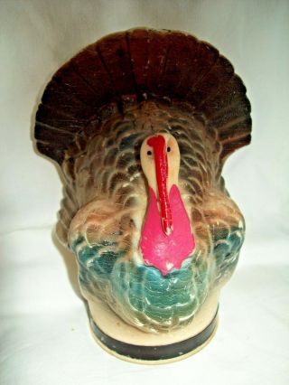 Vintage Fanny Farmer Wax Brown Thanksgiving Turkey Candy Container