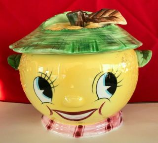 Vintage Py Japan Anthropomorphic Textured Ceramic Cookie Jar Lemon