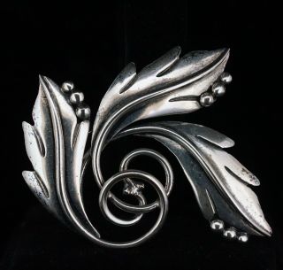 Vintage Designer Maricela Y Sidro Garcia Taxco Sterling Silver Leaf Brooch
