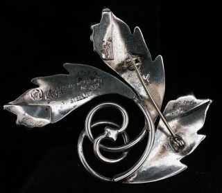 Vintage Designer Maricela Y Sidro Garcia Taxco Sterling Silver Leaf Brooch 2