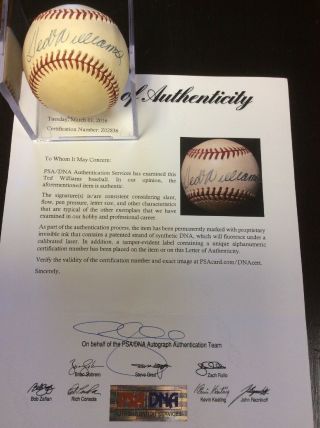 Ted Williams Signed Official Spalding Baseball Psa/dna