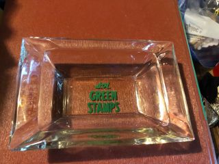 Vintage Heavy Glass S & H Green Stamp Ashtray Advertising
