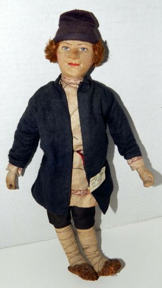 Rare Antique 16 " Russian Stockinette Doll,  Soviet Willage Boy Doll,  Circa 1920s