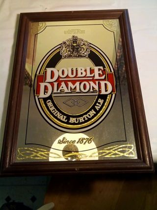 Vintage Double Diamond Burton Ale Beer Mirror Sign - Bar Advertising