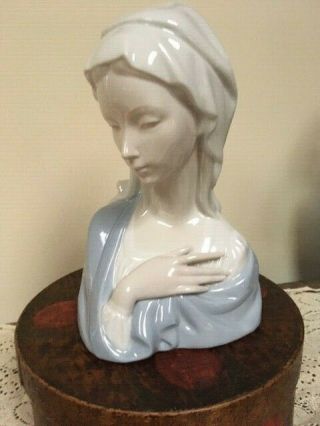 Vintage Lladro Figurine 4649 Madonna Virgin Mary Glazed Bust 8.  5 "