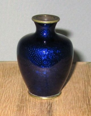 Rare Meiji Japanese Miniature Blue Ginbari Cloisonne Enamel Vase - Signed
