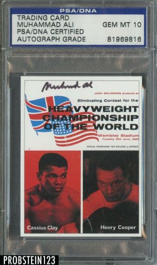 Muhammad Ali Signed Boxing Trading Card Psa/dna 10 Auto Autograph