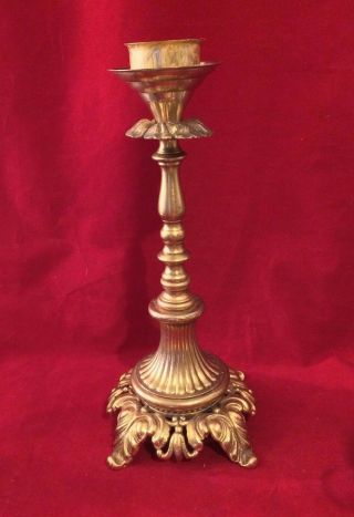 Vintage Solid Brass Candlestick 12 1/2 " Tall