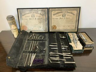 Weird Antique Funeral Director Embalming Kit,  Supplies And Certificates