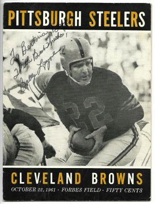 1961 Bobby Layne Signed Autograph Auto Steelers Program Psa Dna Quickop