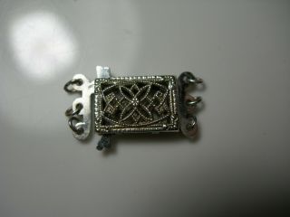 Vintage 10kt White Gold Filigree Clasp For Pearl Or Beaded Necklace Antique 10k